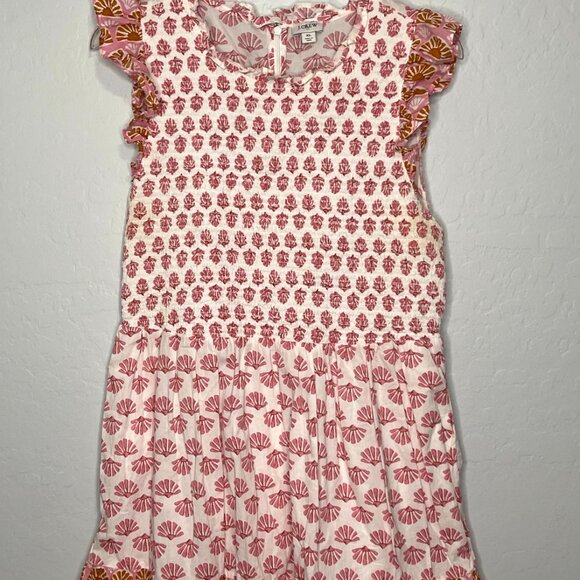 J. Crew Orange Ruffle Sun Shell Print Dress Size XL - Picture 3 of 9